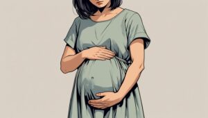 Ilustrasi wanita memegang perut bagian bawah dengan ekspresi kesakitan, menunjukkan gejala endometriosis yang parah saat menstruasi