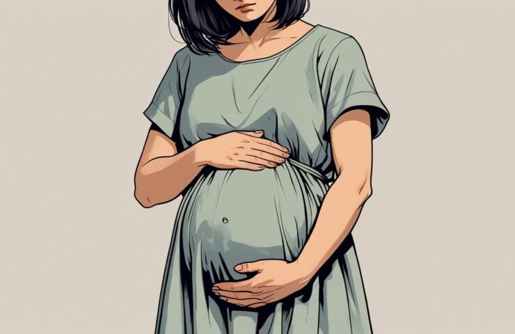 Ilustrasi wanita memegang perut bagian bawah dengan ekspresi kesakitan, menunjukkan gejala endometriosis yang parah saat menstruasi