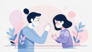 Ilustrasi ibu dan anak sedang bertengkar, keduanya tampak marah dengan wajah merah dan ekspresi kesal