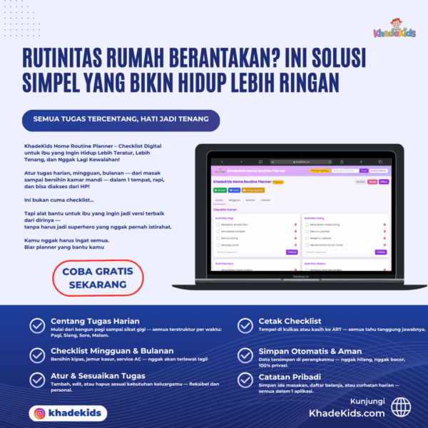 Home Routine Planner KhadeKids
