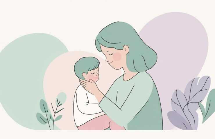 Ilustrasi anak kecil duduk sendirian di taman bermain, sementara anak-anak lain sedang bermain riang di kejauhan. Anak pendiam memperhatikan dengan ekspresi yang sulit dibaca