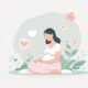 Wanita menyusui bayi dengan senyuman lembut di ruang bersalin yang nyaman, dengan cahaya hangat dan suasana tenang.