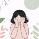 Ilustrasi anak kecil duduk di pojok ruangan dengan ekspresi murung, sementara orang tua sedang duduk di seberang dengan wajah khawatir tapi penuh kasih.