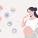 Ilustrasi seorang ibu hamil yang sedang merasakan tanda-tanda bayi sudah siap lahir, dengan gambar bayi yang sudah turun ke panggul, kontraksi ringan, dan cairan lendir bercampur darah.